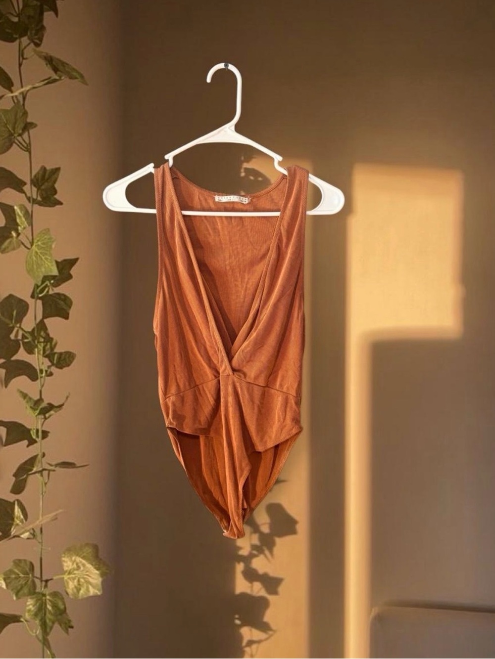 Rust Brown Wrap Front Bodysuit